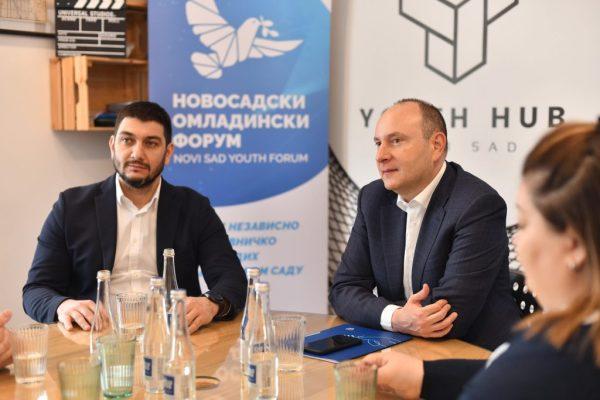 Gradonačelnik Grada Novog Sada Milana Đurića u poseti Novosadskom omladinskom forumu